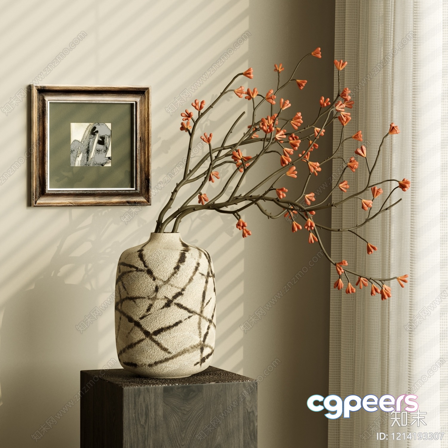 Modern Decorated Vase 3D Model - 6307 - VRAY Render Modern Decorated Vase 3D Model - 6307 - VRAY Render