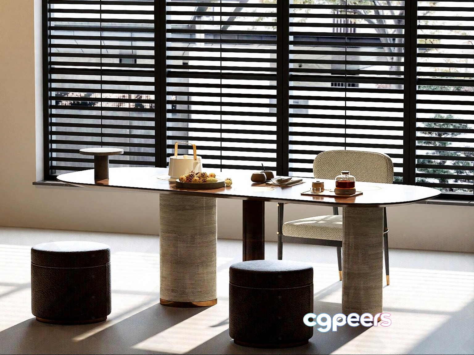 Modern Minimalist Dining Room 3D Model - 5614 - VRAY Render
