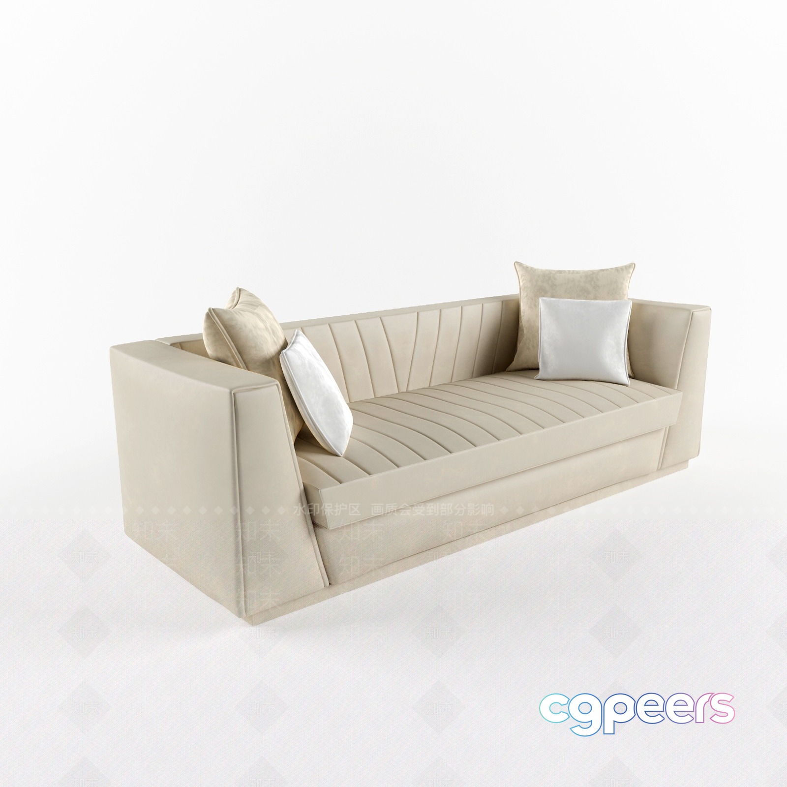 A Cream-Colored Sofa 3D Model - 15482 - VRAY Render A Cream-Colored Sofa 3D Model - 15482 - VRAY Render
