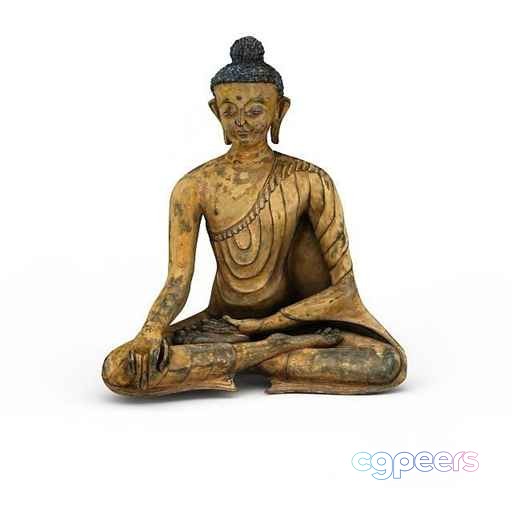 A Gold Statue Of A Buddha 3D Model - 13978 - VRAY Render