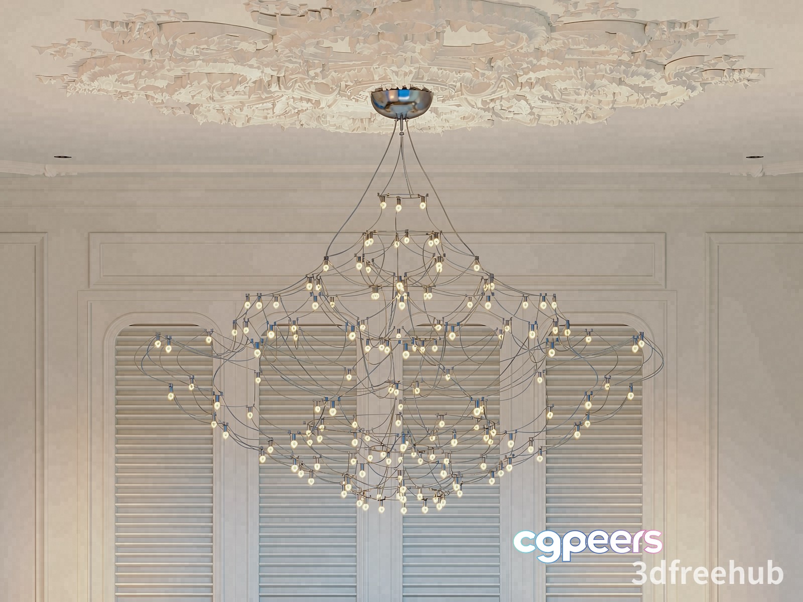 A Large Chandelier 3D Model - 22274 - VRAY Render