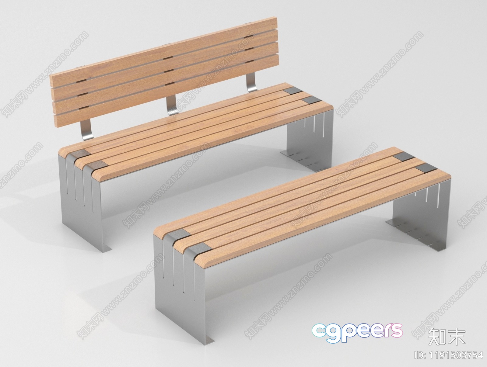 Modern Outdoor Benches 3D Model - 5709 - VRAY Render