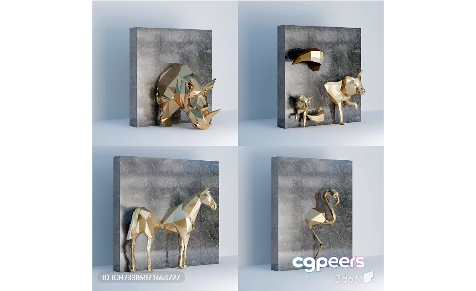 A Collection Of Animal Sculptures 3D Model - 14404 - VRAY Render