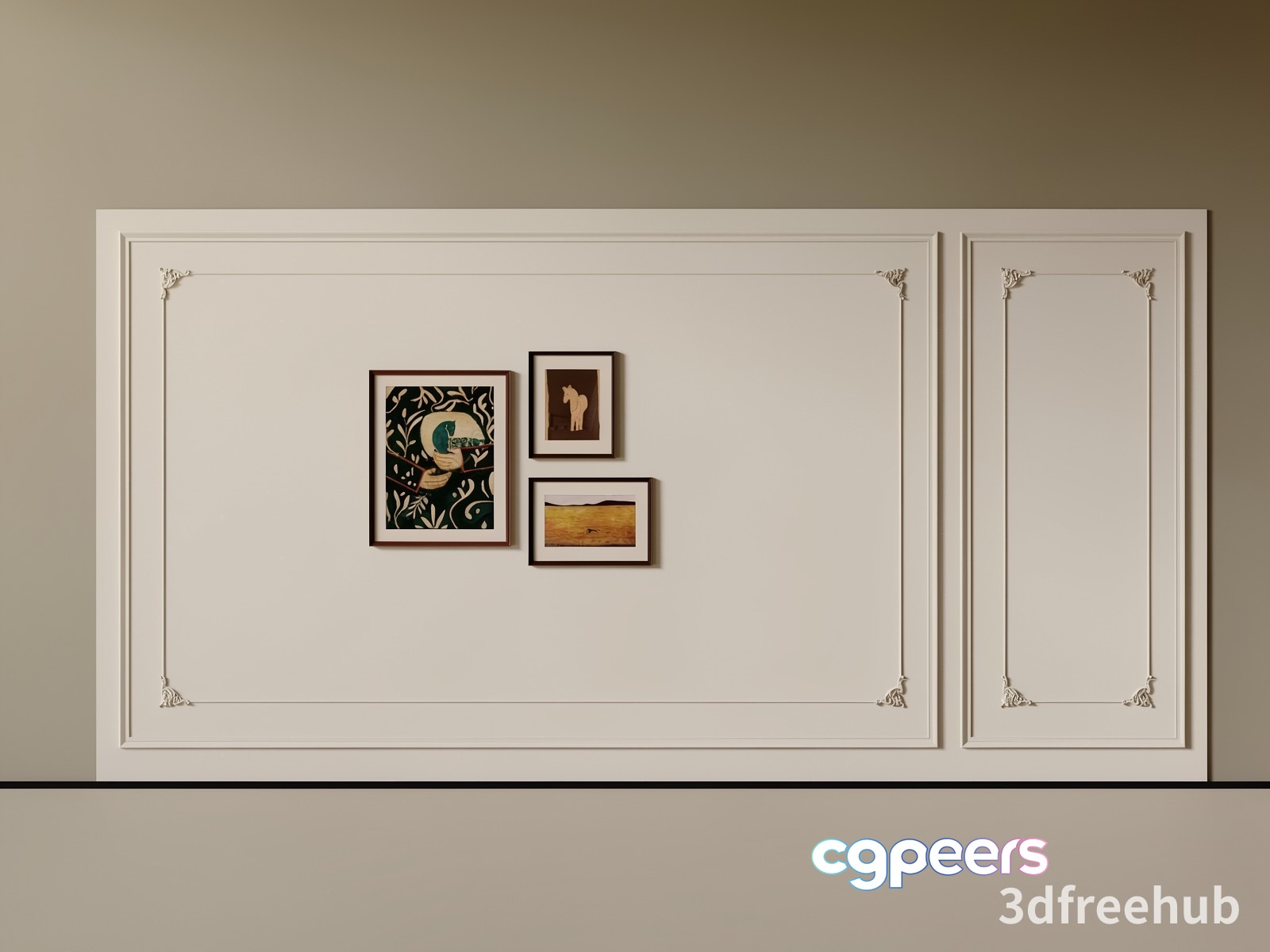 Three Framed Pictures On A Wall 3D Model - 20410 - VRAY Render