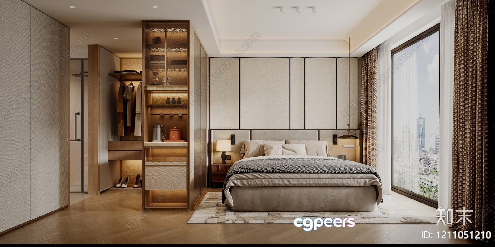Cozy Modern Bedroom 3D Model - 3276 - VRAY Render