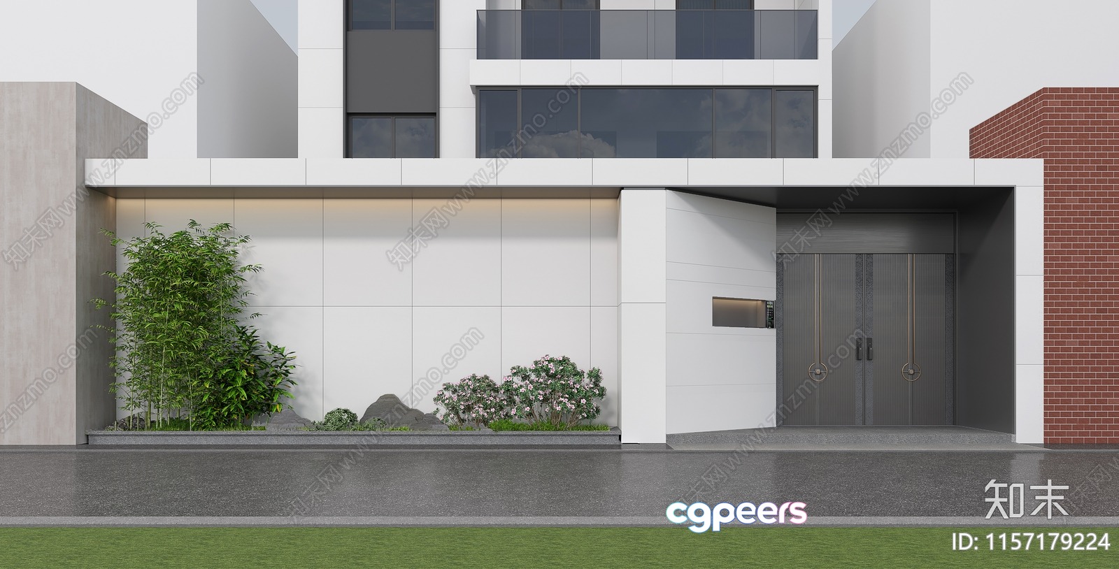 Modern Building Facade 3D Model - 14004 - VRAY Render Modern Building Facade 3D Model - 14004 - VRAY Render