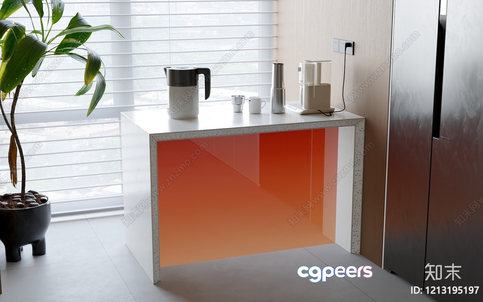 Simple Kitchen Counter 3D Model - 11592 - VRAY Render