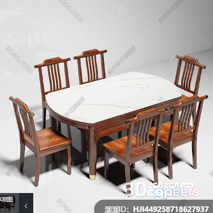 Wooden Dining Table 3D Model - 284 - VRAY Render