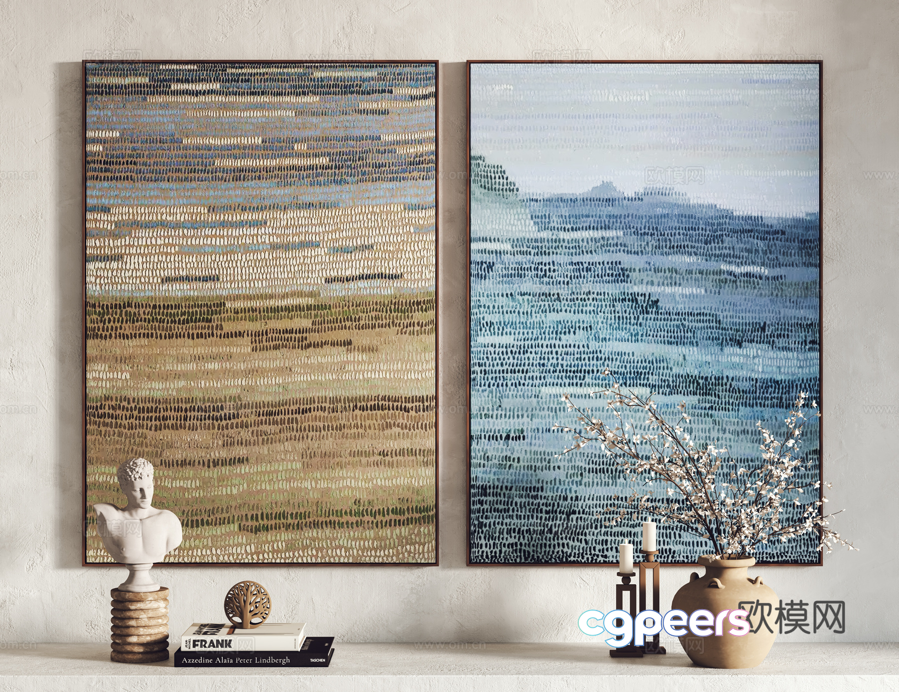Modern Abstract Art Pieces 3D Model - 14955 - VRAY Render