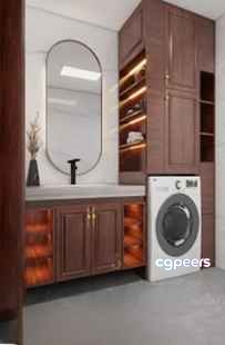 A Laundry Room With A Washing Machine 3D Model - 3029 - VRAY Render A Laundry Room With A Washing Machine 3D Model - 3029 - VRAY Render