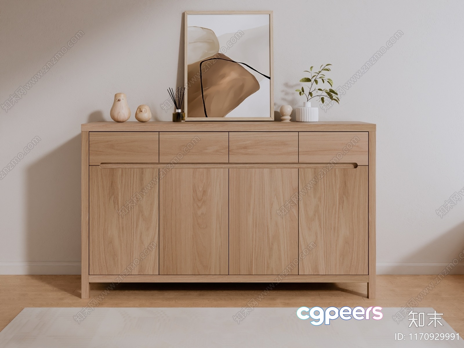 Modern Wooden Cabinet 3D Model - 7045 - VRAY Render Modern Wooden Cabinet 3D Model - 7045 - VRAY Render