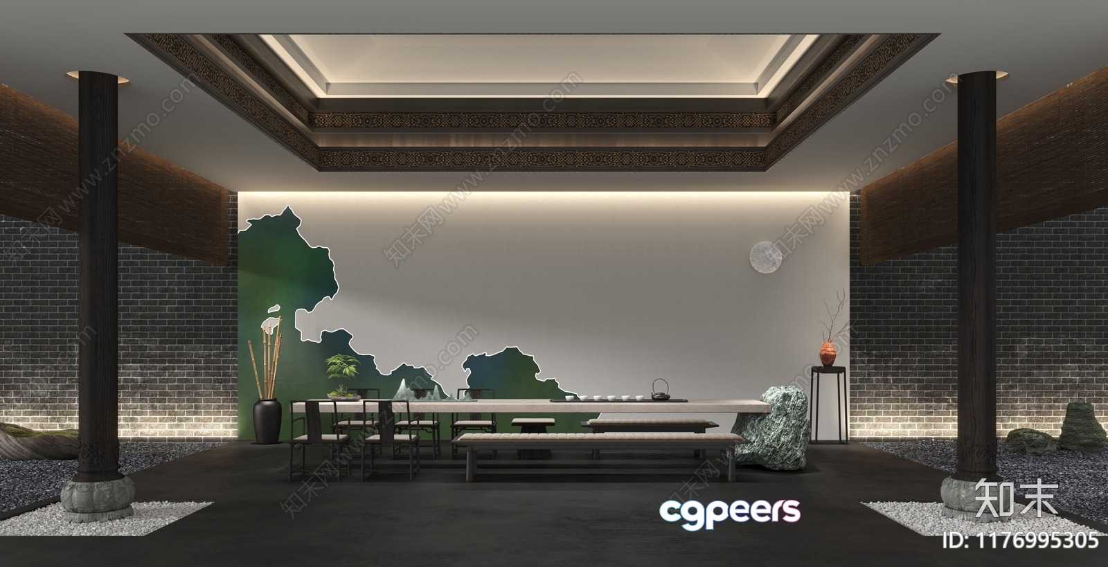 Modern Asian Dining Room 3D Model - 3798 - VRAY Render