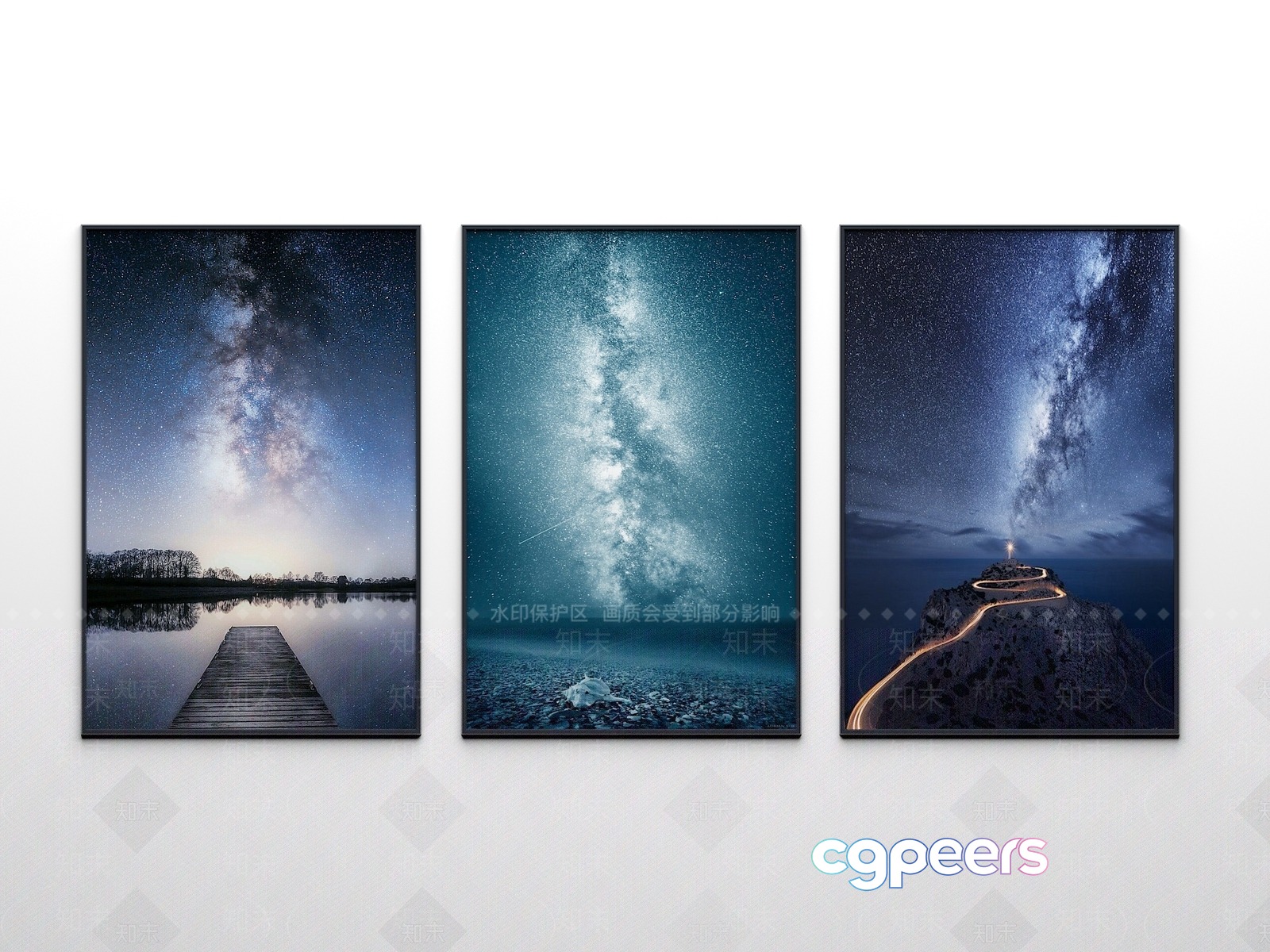 Three Framed Pictures Of The Milky Way 3D Model - 7623 - VRAY Render