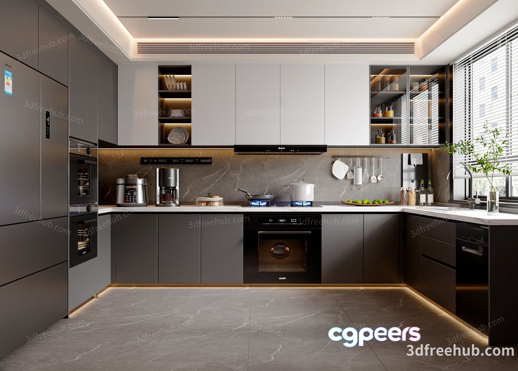 A Modern Kitchen 3D Model - 18729 - VRAY Render A Modern Kitchen 3D Model - 18729 - VRAY Render