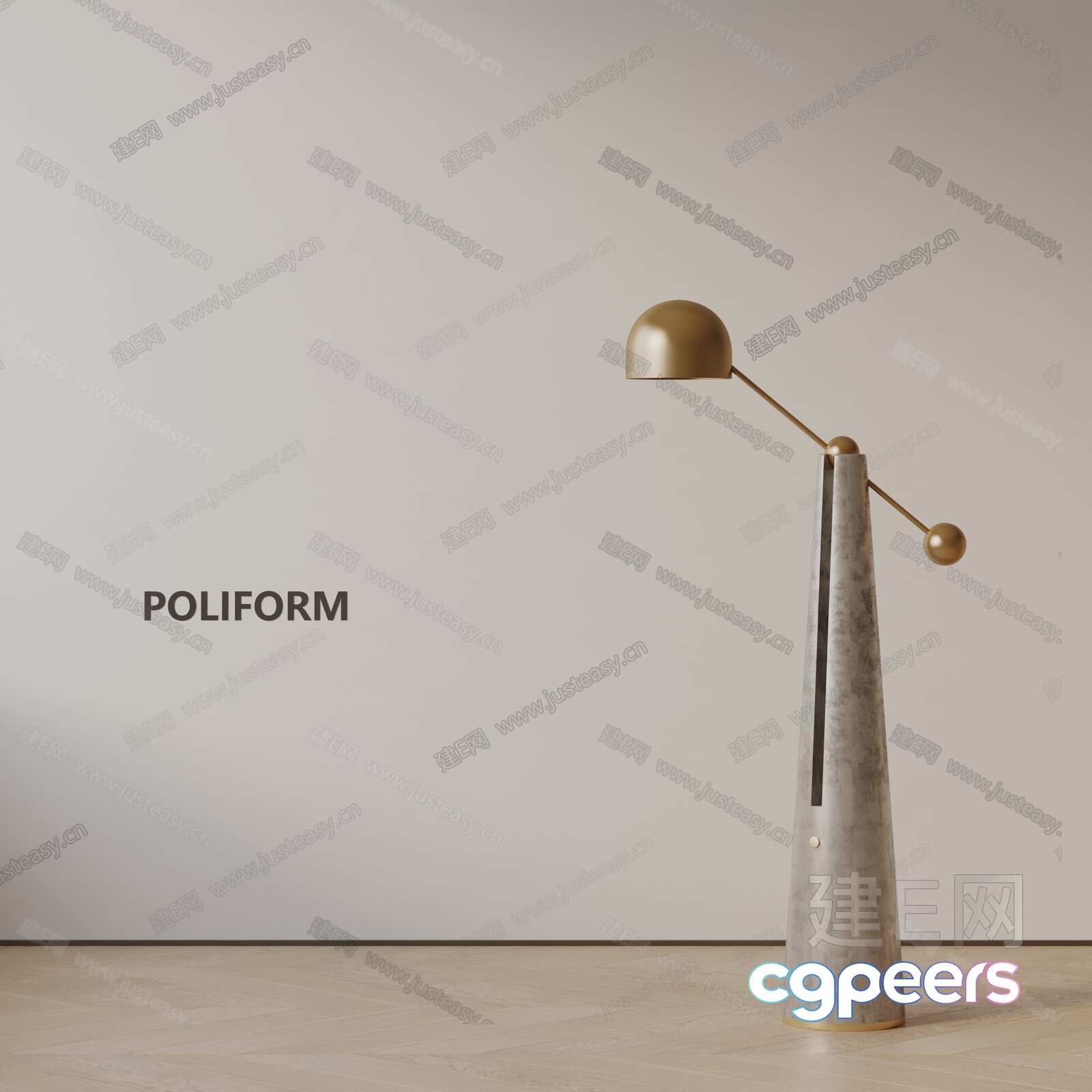Gold Light Fixture 3D Model - 23395 - VRAY Render