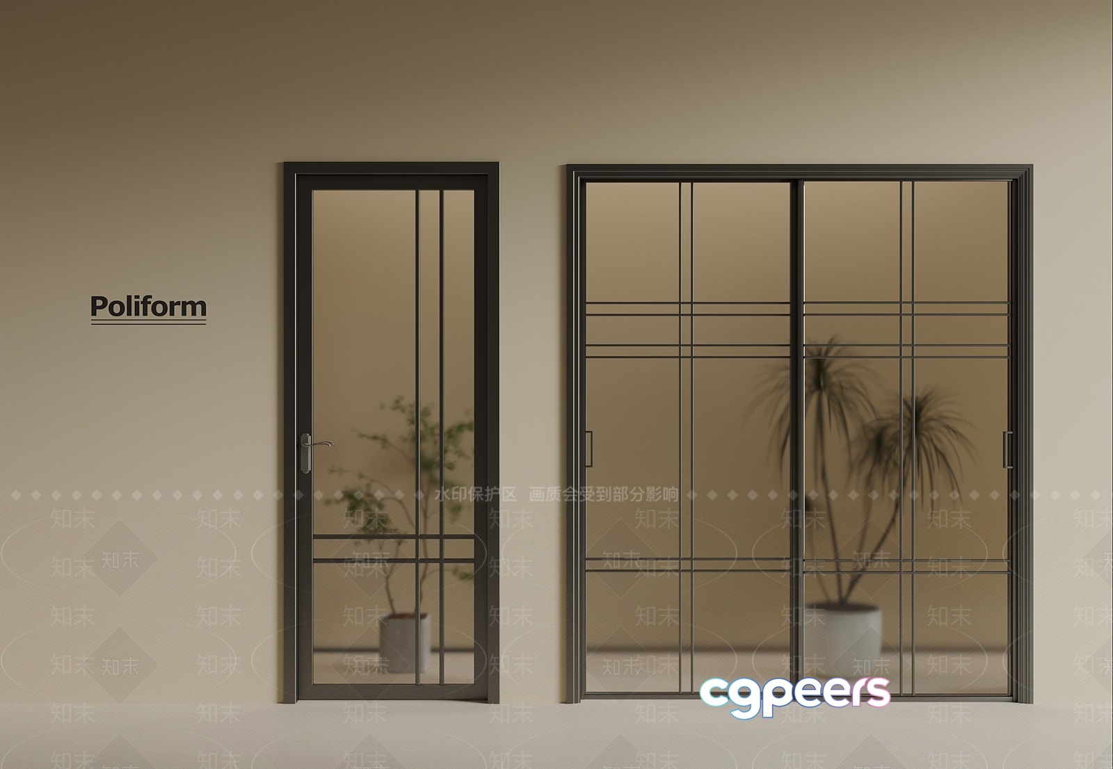 Modern Sliding Glass Doors 3D Model - 4133 - VRAY Render