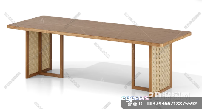 Wooden Bench With Wicker Sides 3D Model - 4899 - VRAY Render