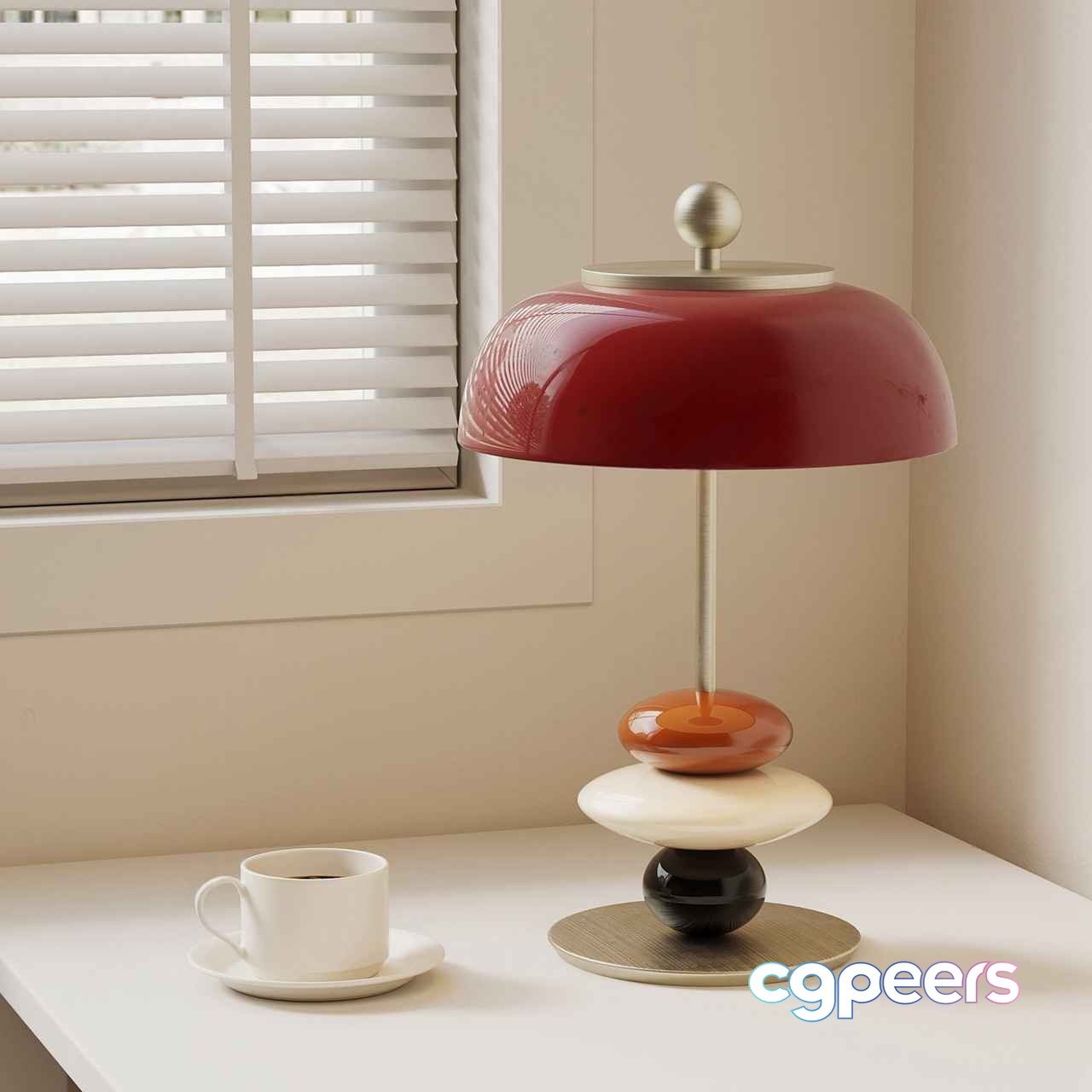 A Red Lamp 3D Model - 6384 - VRAY Render