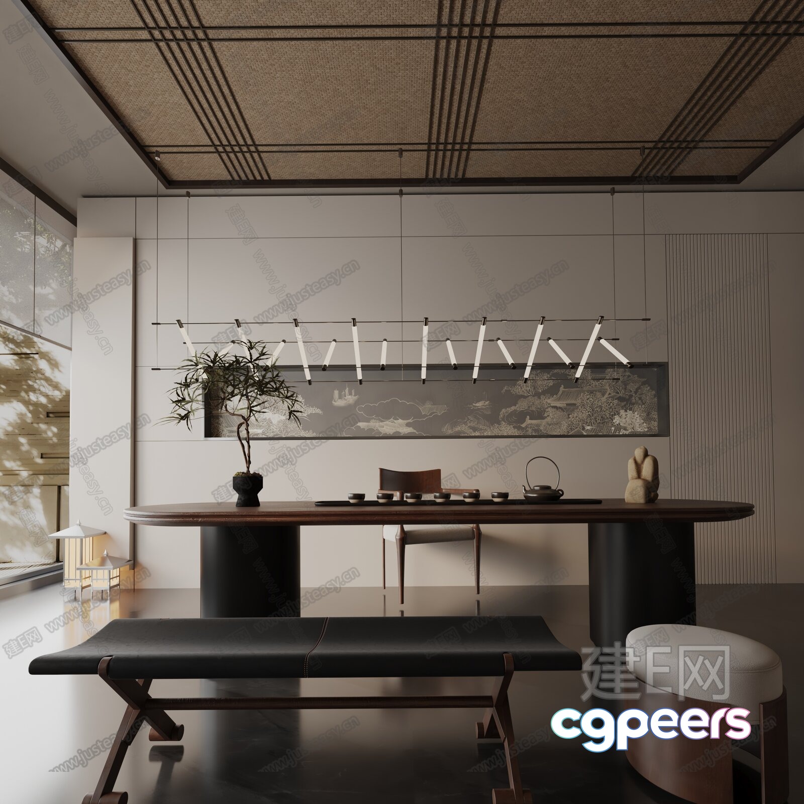 Modern Minimalist Dining Room 3D Model - 18135 - VRAY Render Modern Minimalist Dining Room 3D Model - 18135 - VRAY Render
