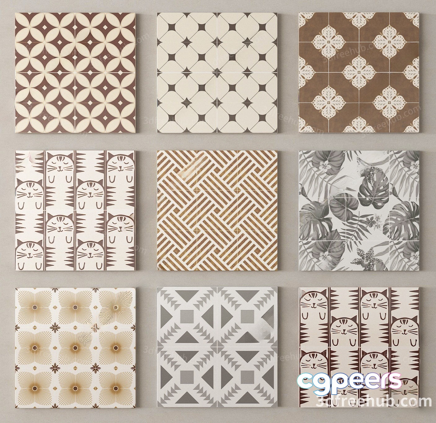 Modern Decorative Tiles 3D Model - 21162 - VRAY Render