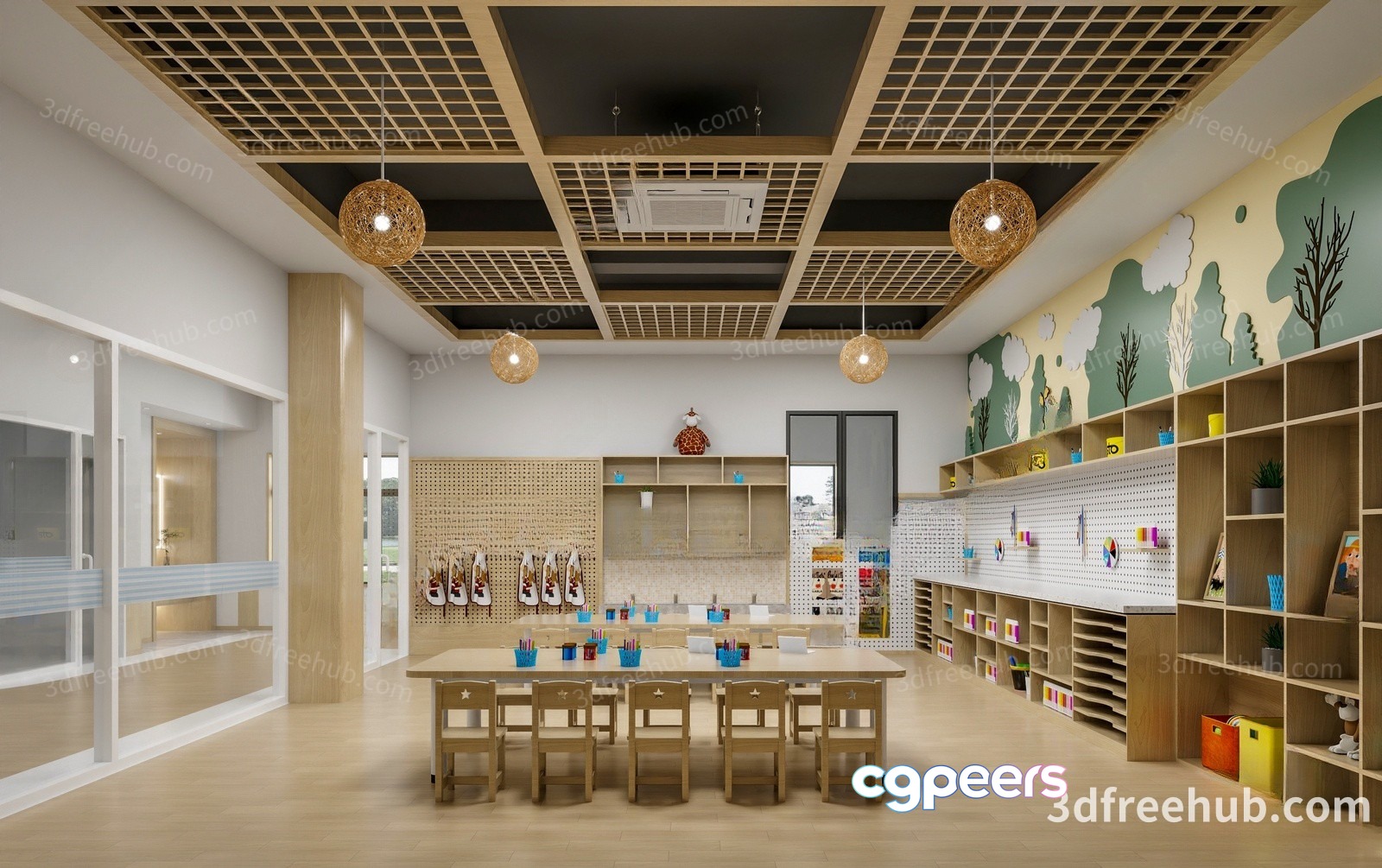 The Single Main Subject Is A Classroom With A Table And Chairs 3D Model - 19988 - VRAY Render The Single Main Subject Is A Classroom With A Table And Chairs 3D Model - 19988 - VRAY Render