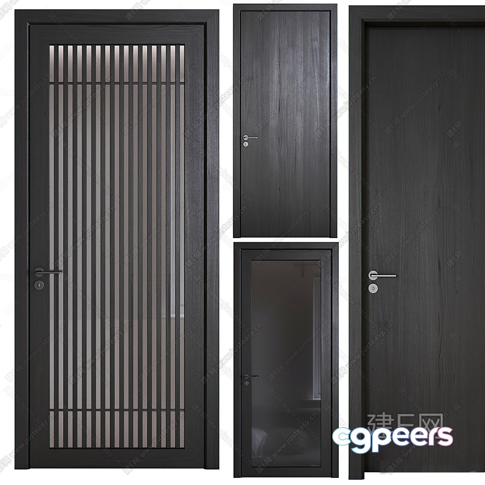 Modern Dark Wood Doors 3D Model - 561 - VRAY Render