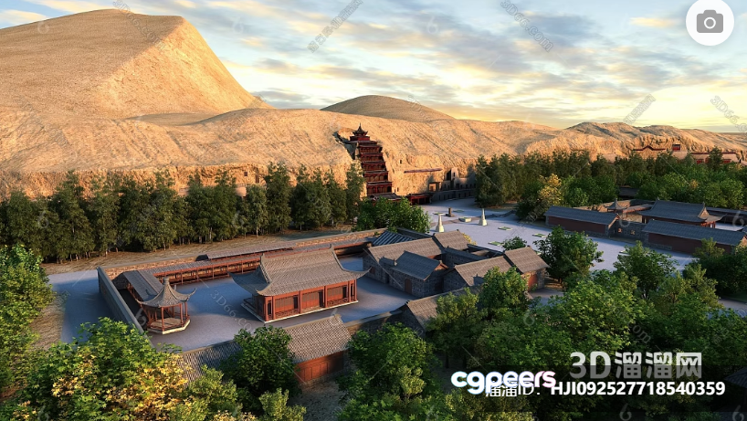 A 3D Rendering Of A Village With A Mountain In The Background 3D Model - 8942 - VRAY Render A 3D Rendering Of A Village With A Mountain In The Background 3D Model - 8942 - VRAY Render