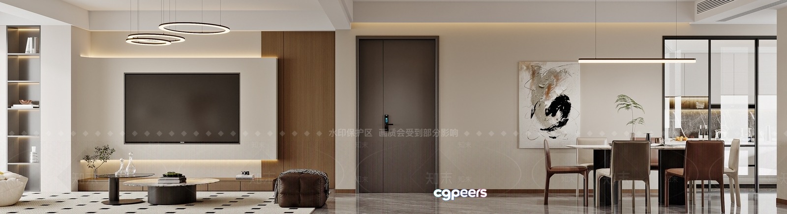 Modern Living Room 3D Model - 19818 - VRAY Render
