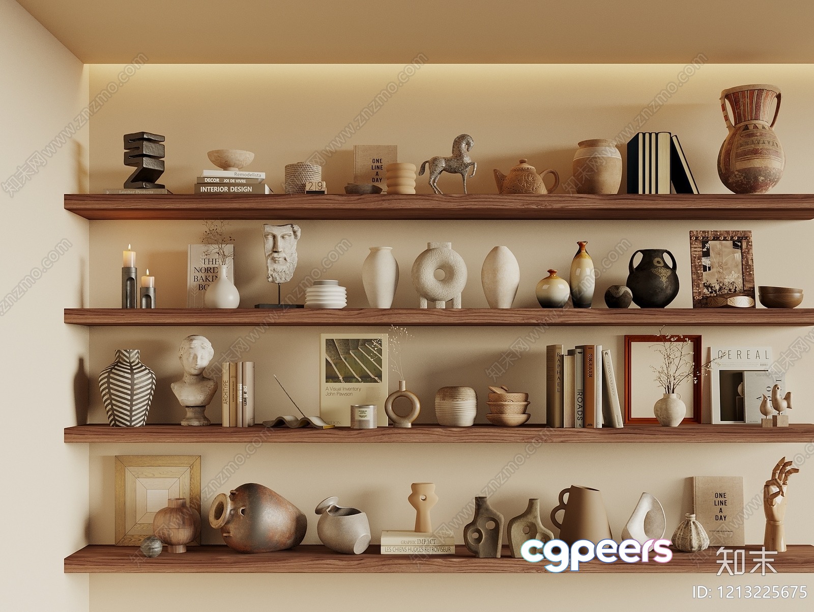 Modern Wooden Shelves 3D Model - 23058 - VRAY Render Modern Wooden Shelves 3D Model - 23058 - VRAY Render