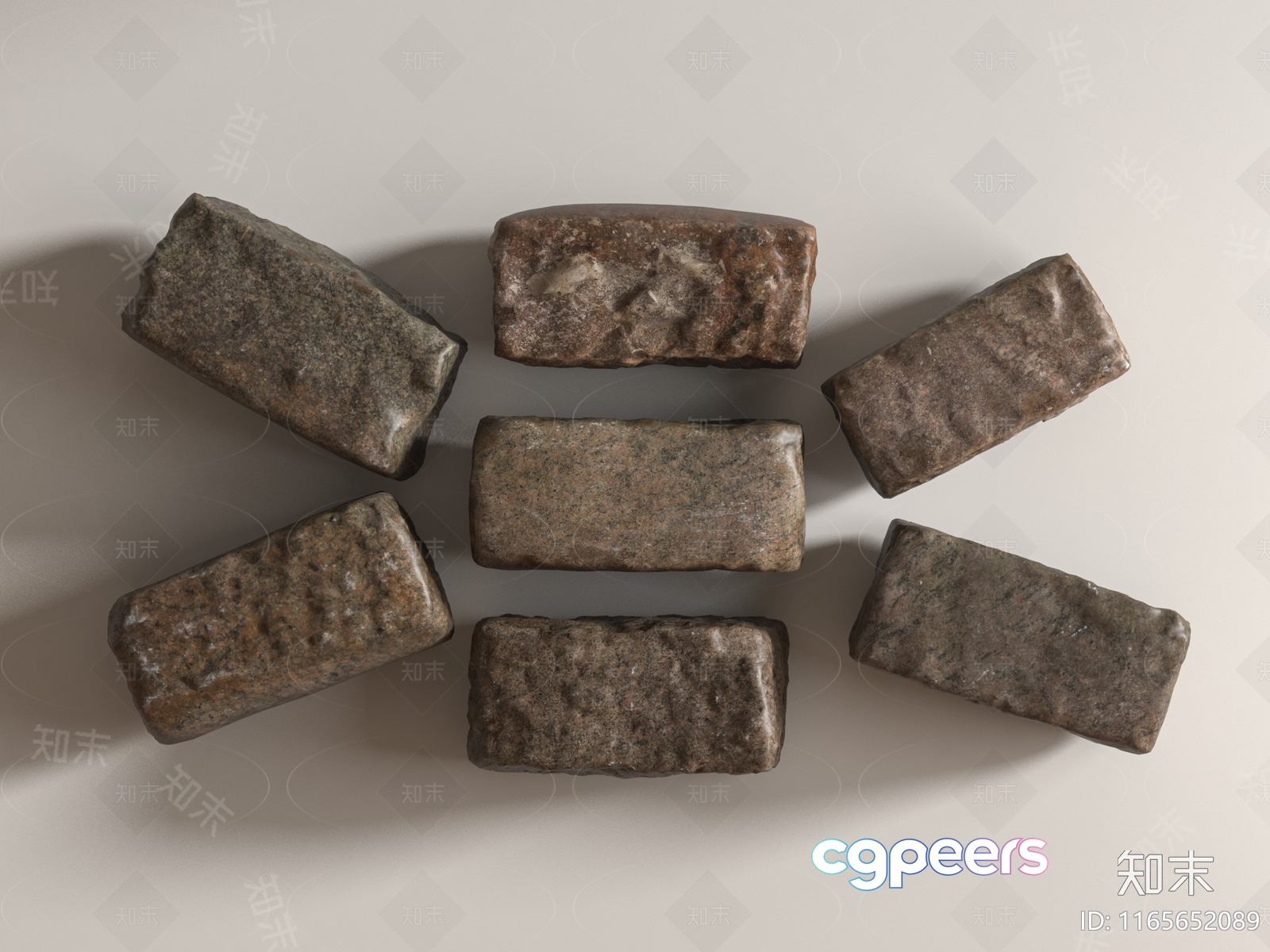Seven Rectangular Stones 3D Model - 4261 - VRAY Render