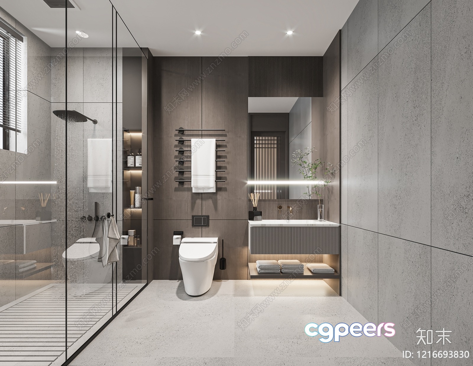 Modern Bathroom With Glass Shower 3D Model - 15281 - VRAY Render Modern Bathroom With Glass Shower 3D Model - 15281 - VRAY Render