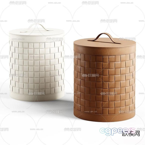 Two Cylindrical Containers With Lids Made Of Leather Or Faux Leather 3D Model - 17311 - VRAY Render Two Cylindrical Containers With Lids Made Of Leather Or Faux Leather 3D Model - 17311 - VRAY Render
