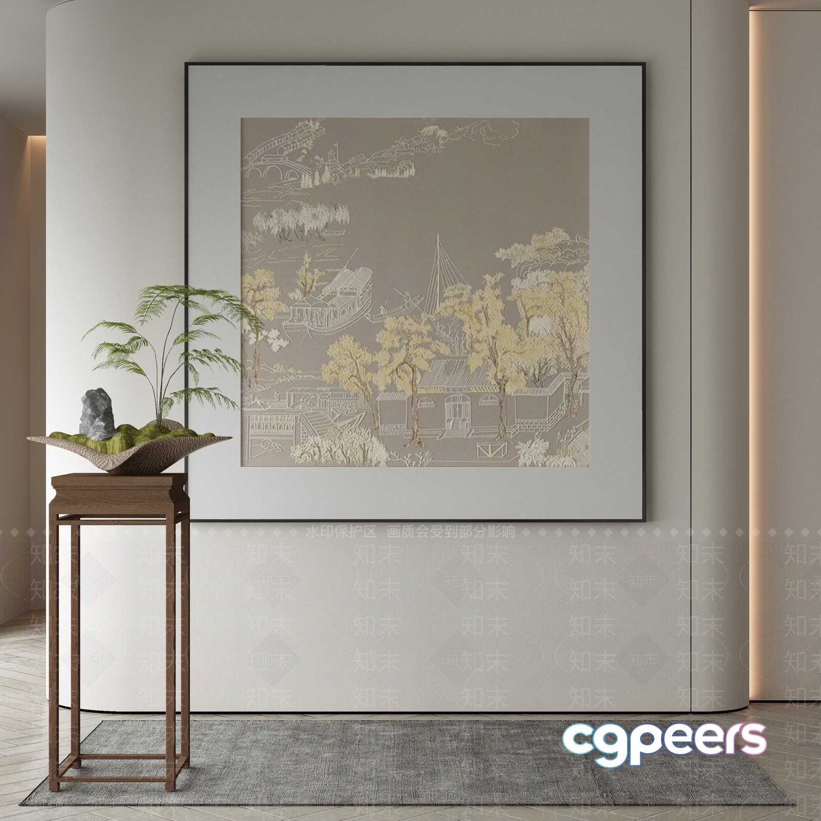 Modern Asian-Inspired Artwork 3D Model - 12660 - VRAY Render