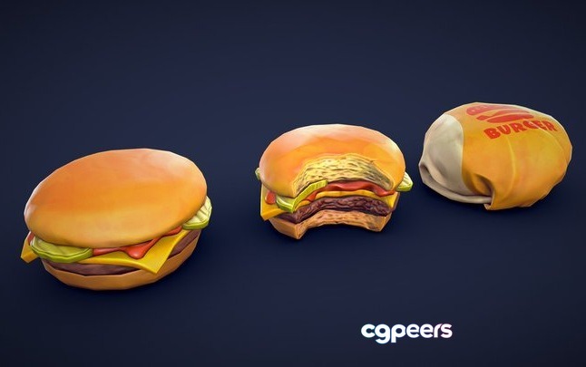 3D Game Assets - Stylized Burger Low Poly 3D Game Assets - Stylized Burger Low Poly