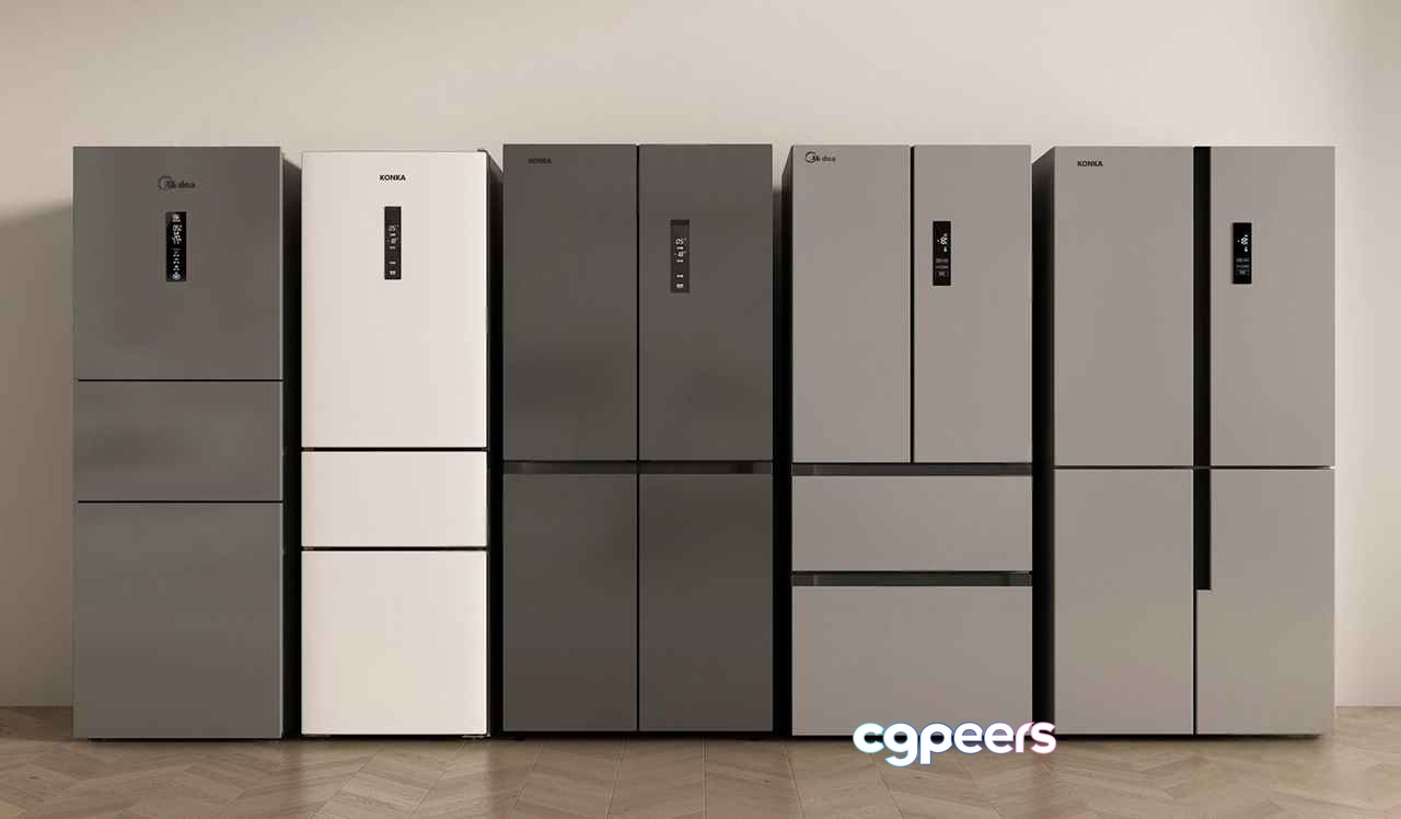 A Row Of Gray Refrigerators 3D Model - 15760 - VRAY Render