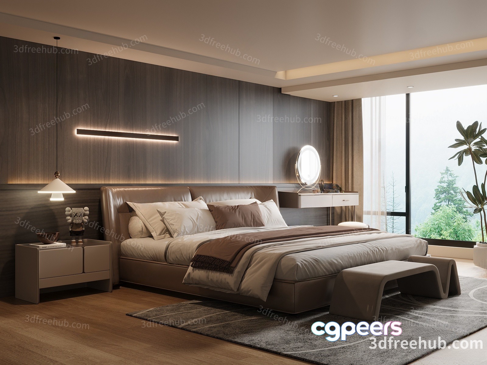 Cozy Modern Bedroom 3D Model - 19858 - VRAY Render