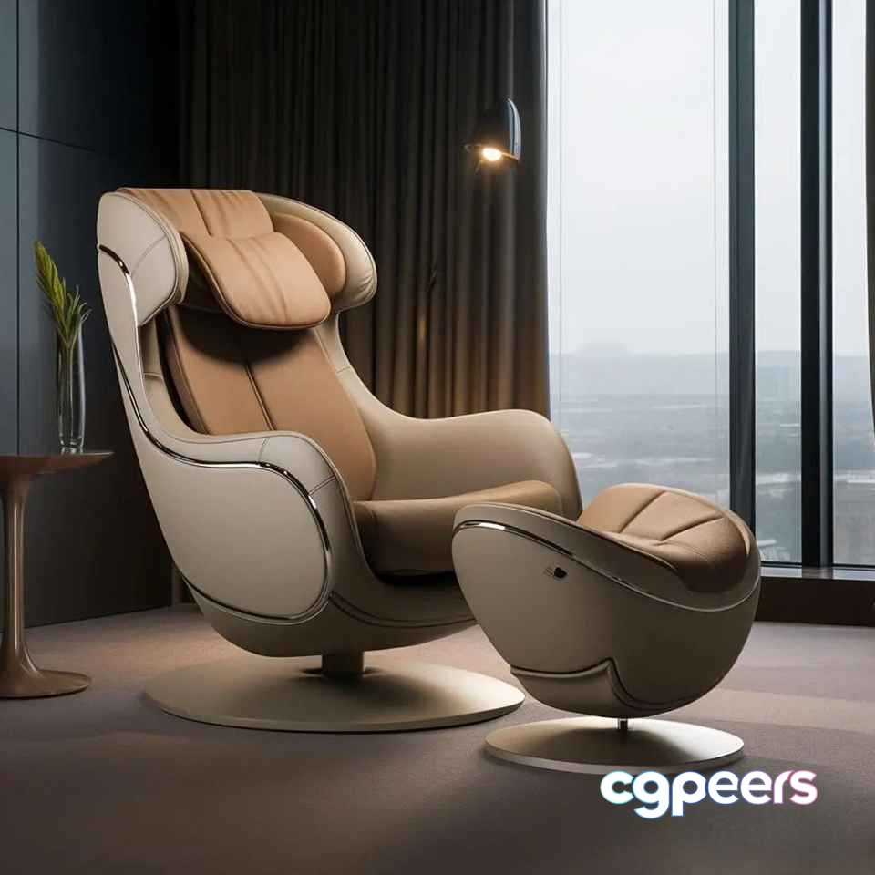 Modern Leather Chair 3D Model - 8802 - VRAY Render