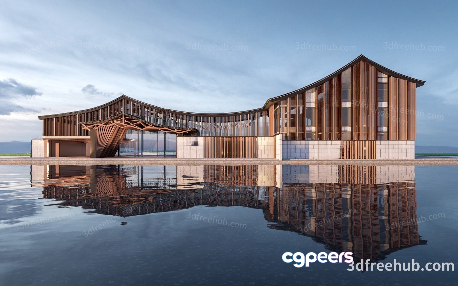 The Main Subject Is A Building With A Modern Design Featuring A Large Structure 3D Model - 22866 - VRAY Render The Main Subject Is A Building With A Modern Design Featuring A Large Structure 3D Model - 22866 - VRAY Render