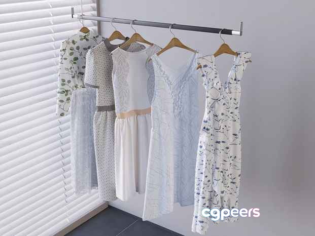 White Dresses 3D Model - 14618 - VRAY Render White Dresses 3D Model - 14618 - VRAY Render