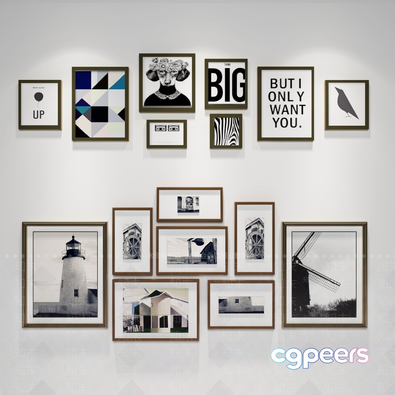 A Collection Of Framed Pictures 3D Model - 7921 - VRAY Render