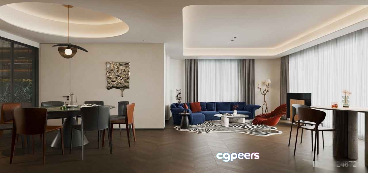 Modern Living Room 3D Model - 9926 - CORONA Render