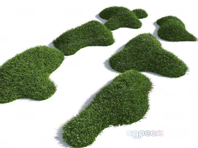 A Collection Of Green Grass Shapes 3D Model - 21574 - VRAY Render