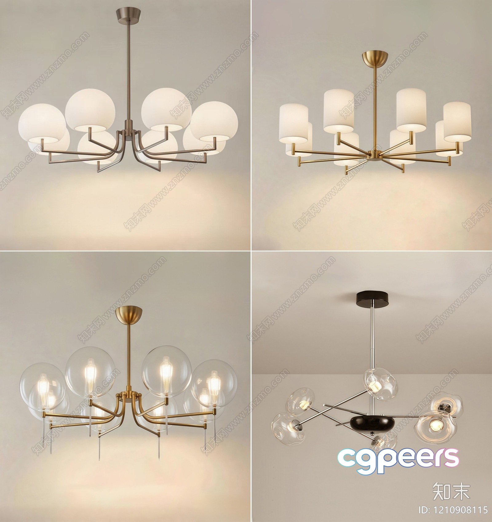 Gold Light Fixture 3D Model - 9529 - VRAY Render