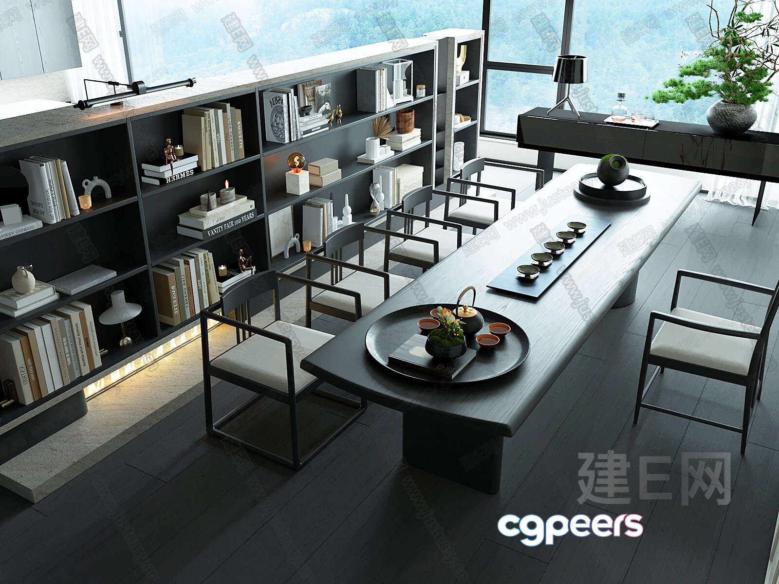 Modern Minimalist Dining Room 3D Model - 15180 - VRAY Render