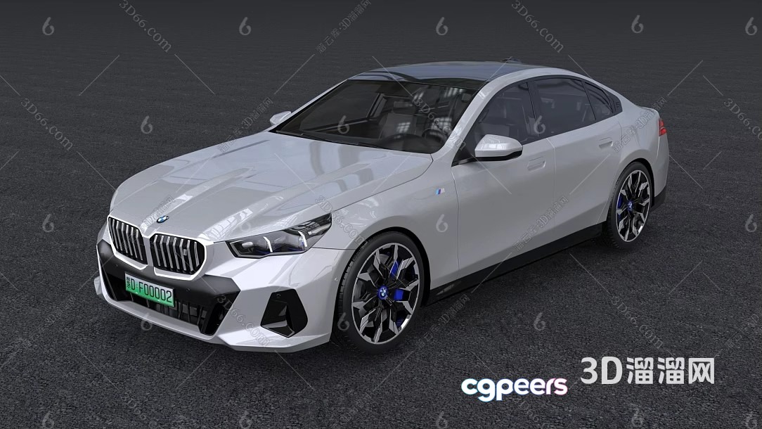 The Single Main Subject Is A White Bmw With A Green License Plate 3D Model - 128 - VRAY Render
