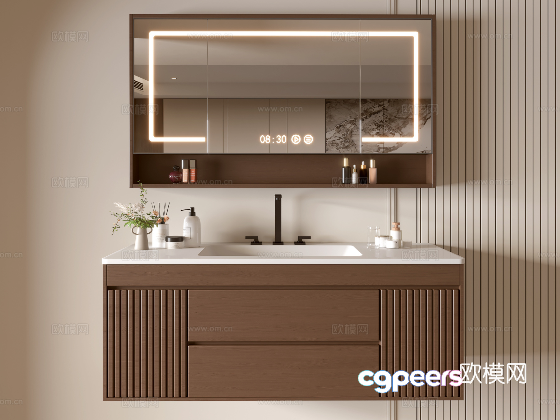 Modern Bathroom Vanity 3D Model - 8138 - VRAY Render Modern Bathroom Vanity 3D Model - 8138 - VRAY Render
