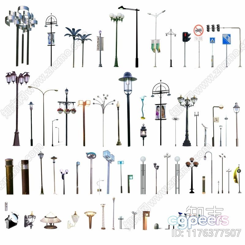 Streetlights. Various Styles 3D Model - 6347 - VRAY Render Streetlights. Various Styles 3D Model - 6347 - VRAY Render