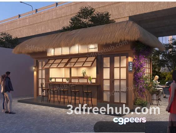 Cozy Outdoor Cafe 3D Model - 20211 - VRAY Render