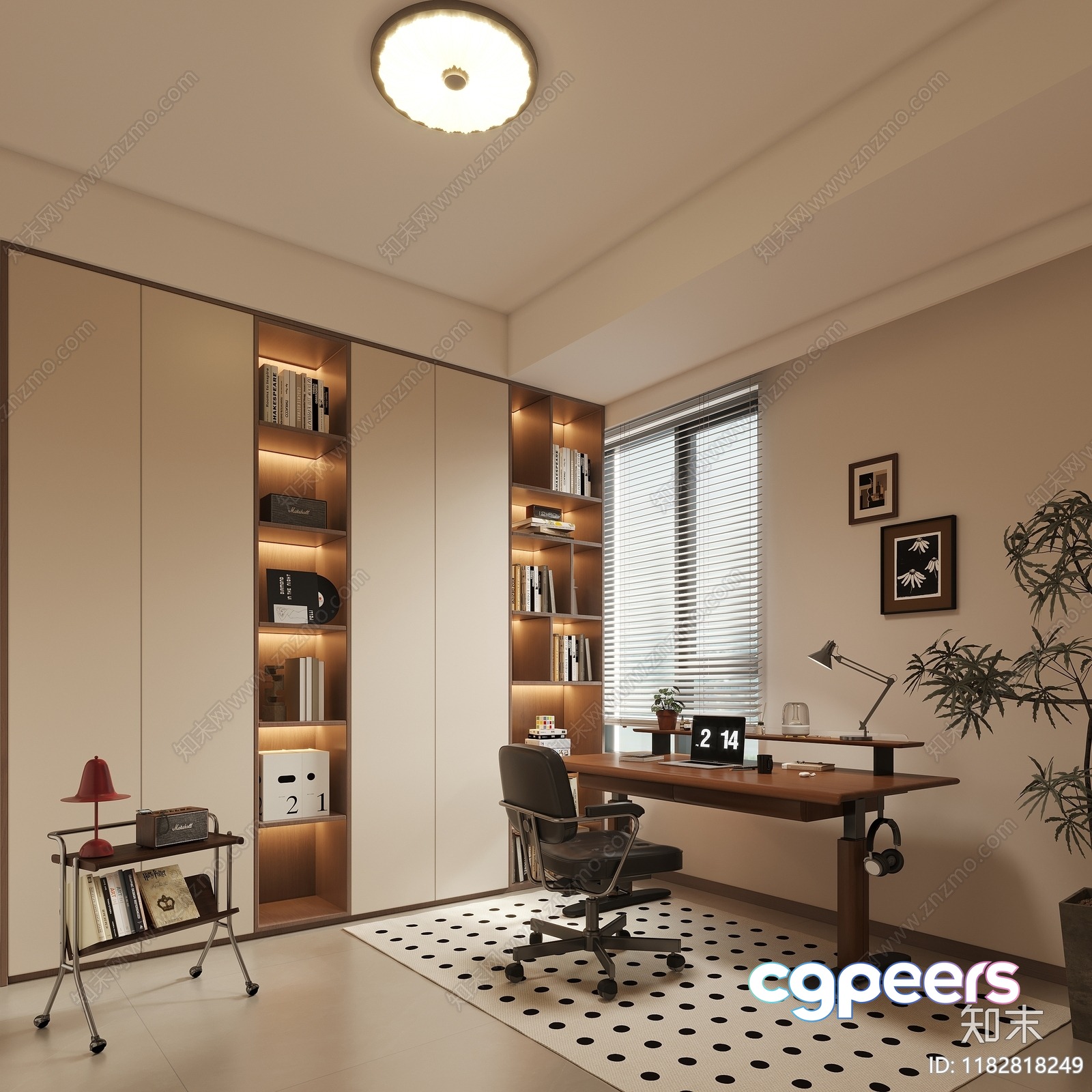 Cozy Home Office 3D Model - 6642 - CORONA Render Cozy Home Office 3D Model - 6642 - CORONA Render