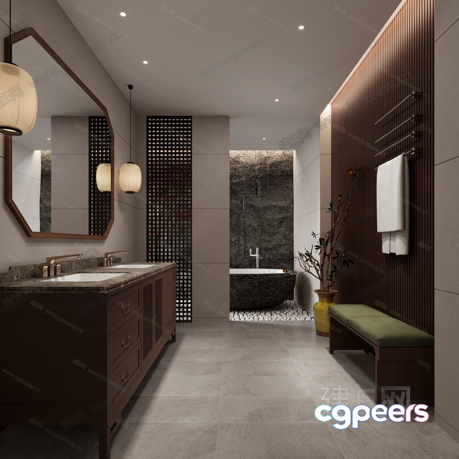 A Modern Bathroom 3D Model - 15161 - VRAY Render